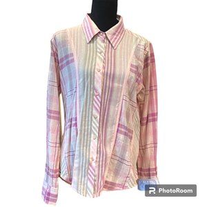 Wrangler Twenty X Tailored fit Western Plaid tab sleeve button down shirt size L
